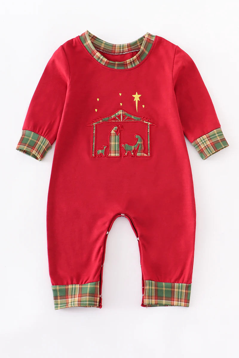 Maroon Nativity Boy Romper