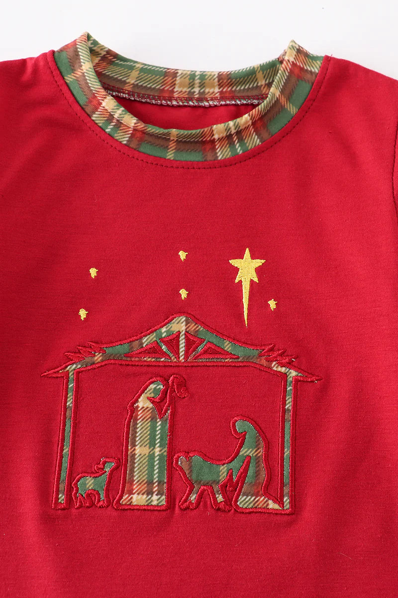 Maroon Nativity Boy Romper