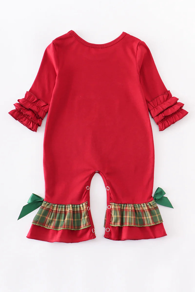 Maroon Nativity Girl Romper