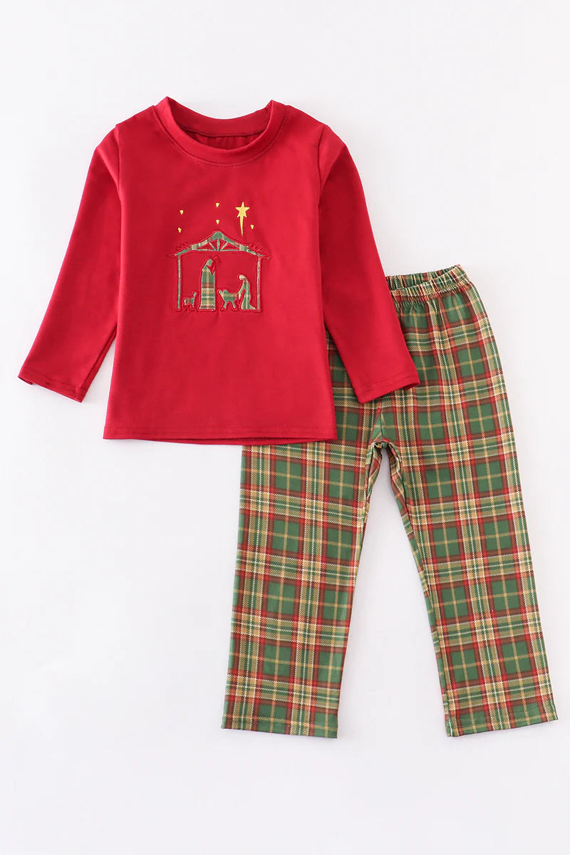 Maroon Nativity Boy Pants Set