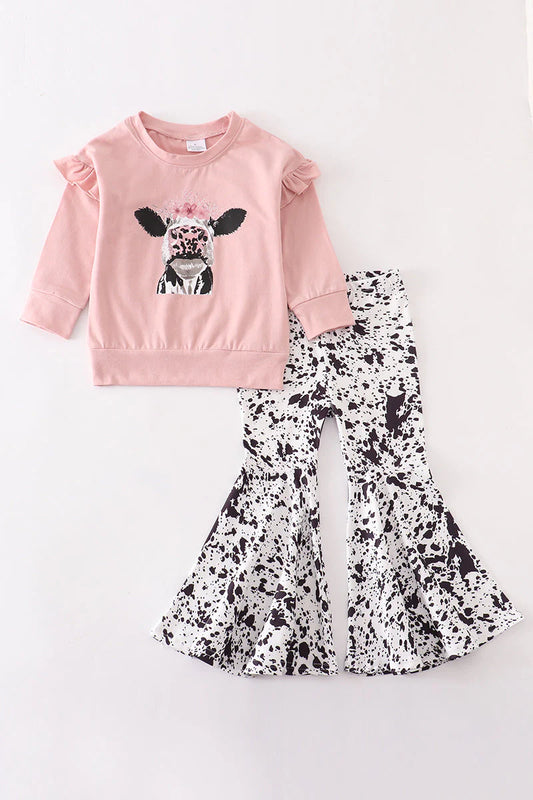 Pink Cow Pants Set