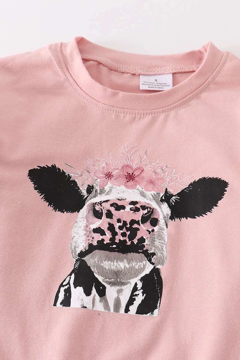 Pink Cow Pants Set