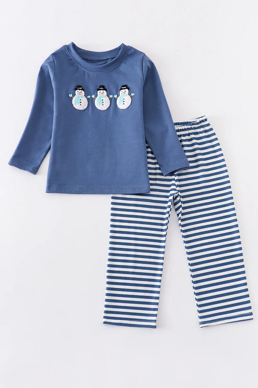 Fuzzy Snowman Boy Pants Set