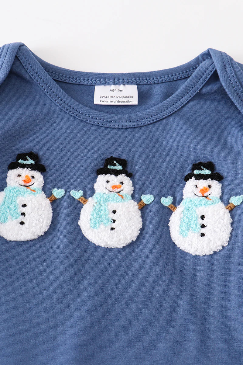 Fuzzy Snowman Girl Romper